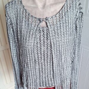 Vintage 92K Silver Knit Scoop Neck Sweater Set